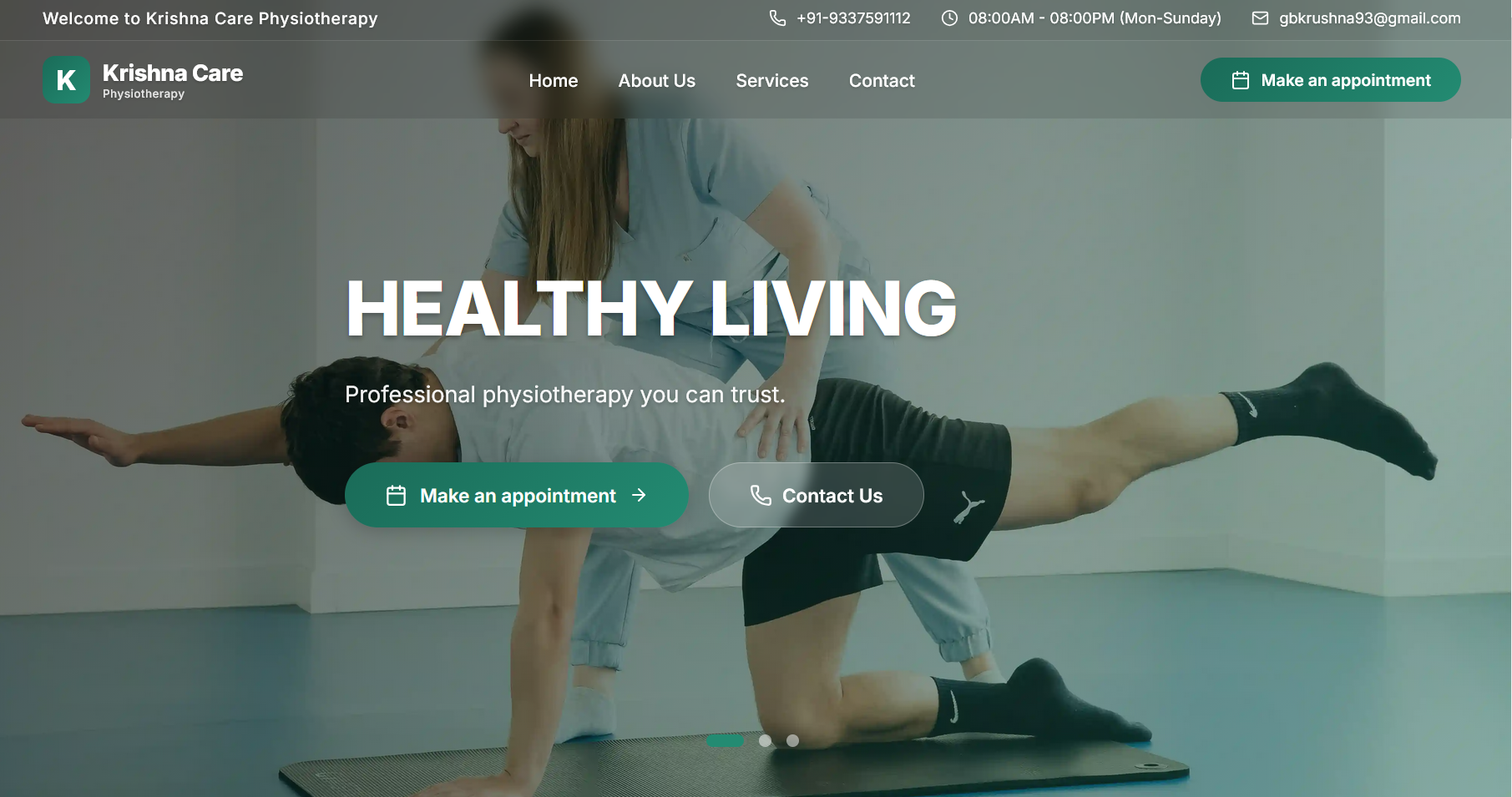 Physiotherapy Clinic Website – Krishna Care